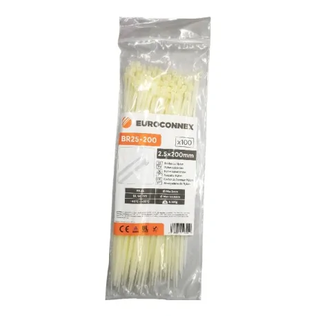 White Nylon Cable Tie 200x2.5 mm 100 units...