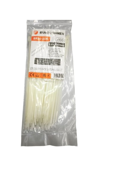 Brida Nylon Blanca 200x3,6 mm 100 unidades BR36-200
