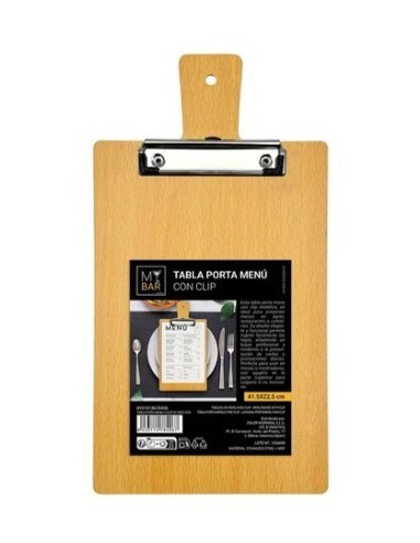 Tabla Porta Menú con Clip 41,5x22,5 cm