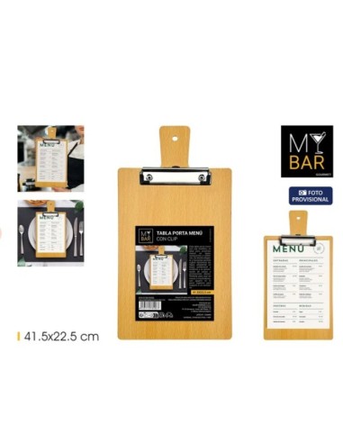 Tabla Porta Menú con Clip 41,5x22,5 cm