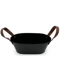 Black metal bucket with...