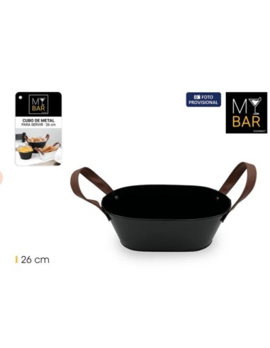 Seau en métal noir avec poignée en cuir 26 cm MY BAR