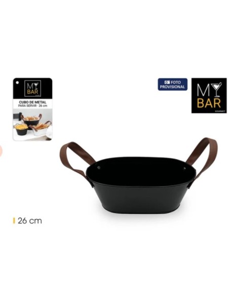 Seau en métal noir avec poignée en cuir 26 cm MY BAR
