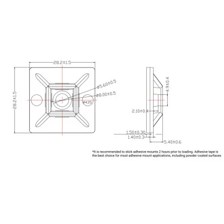 Adhesive Base for Black Flange 28x28mm 100 pieces