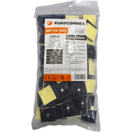 Base Adhesiva para  Brida Negro 28x28mm 100 piezas