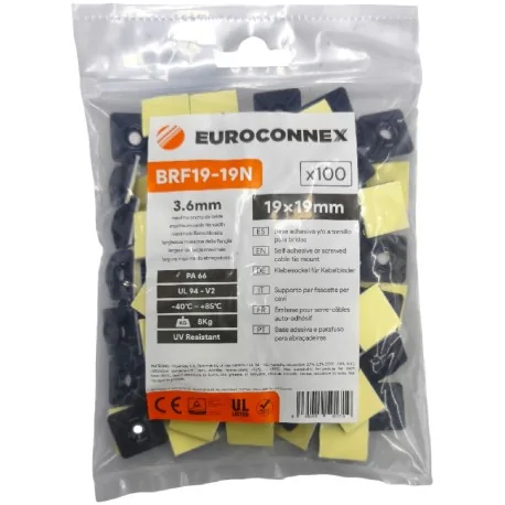 Black Adhesive Cable Tie Mount 19x19 mm 100...