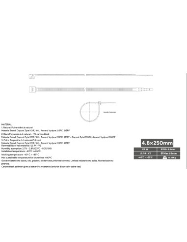 Brida Nylon Blanca 250x4,8 mm 100 unidades BR48-250