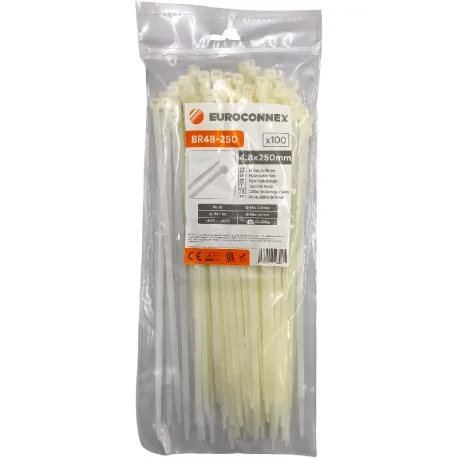 Collier de serrage en nylon blanc 250x4,8 mm...