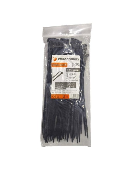 Brida Nylon Negra 250x4,8 mm 100 unidades BR48-250N