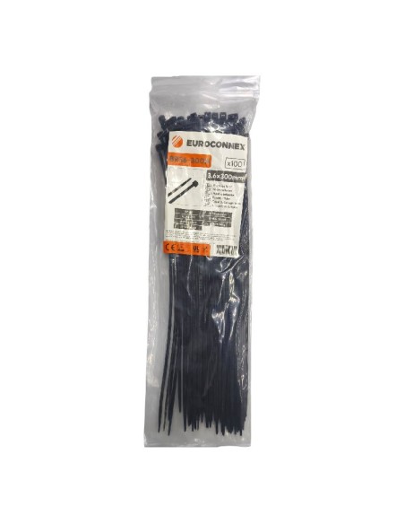Brida Poliamida Nylon Negra 300x5mm 100 unidades