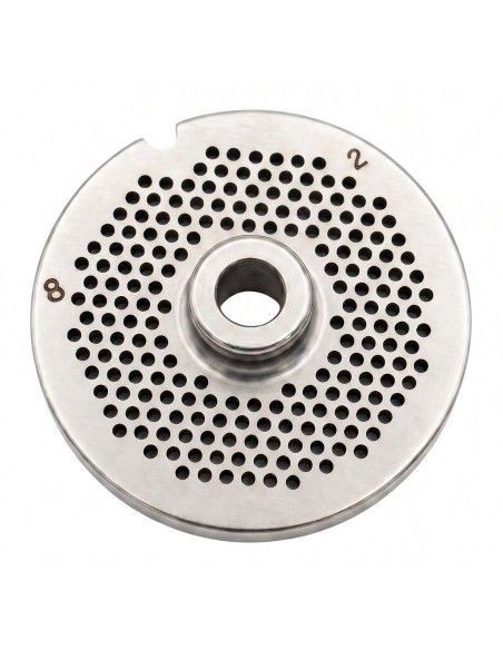 Plaque pour hachoir à viande 8 trous 2 mm avec pivot 1 encoche en acier inoxydable