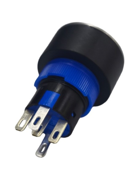 Interruptor Pulsante azul  IP65 ONPOW LAS1-AWY-11ZT LAS1-A  5A 220VAC 5 Terminales Ozti 6232.00011.42 9099.00011.42