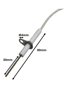 Ignition electrode with flange Ø4mm cable length 800mm round faston connector ø 2.4mm
