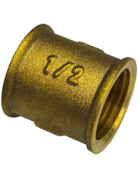 Manguito rosca 1/2" - 1/2" latón longitud total 26mm