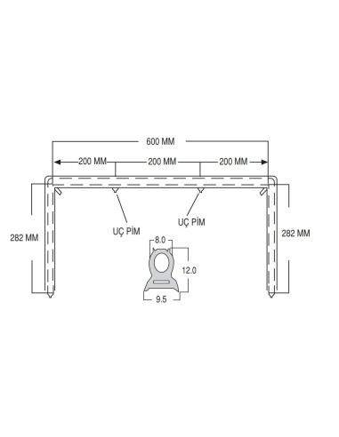 Junta puerta horno Serie 700 6 anclajes longitud 282x600x282mm