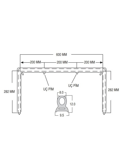 Joint de porte de four Série 700 6 fixations longueur 282x600x282mm