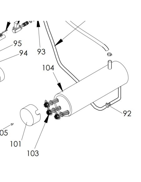 Dishwasher boiler Ozti Öztiryakiler OBK1500 OBK 2000 2710.F2000.00 exploded view number 104