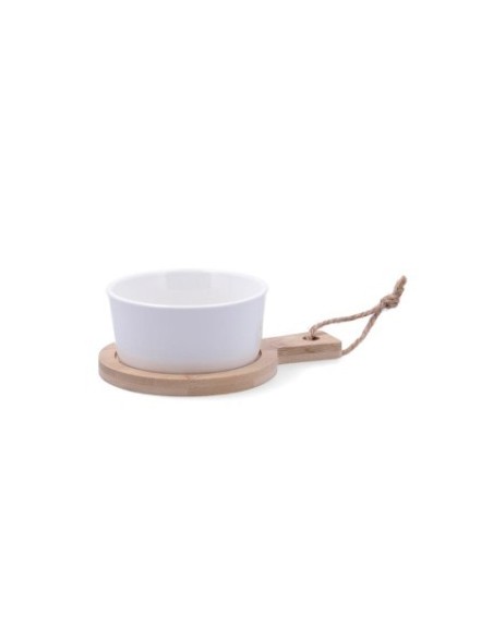Bamboo appetizer board with ceramic