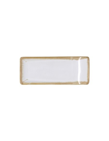 Plat de service rectangulaire en porcelaine MILKY 17,5x7x2,5 cm (6 ud)