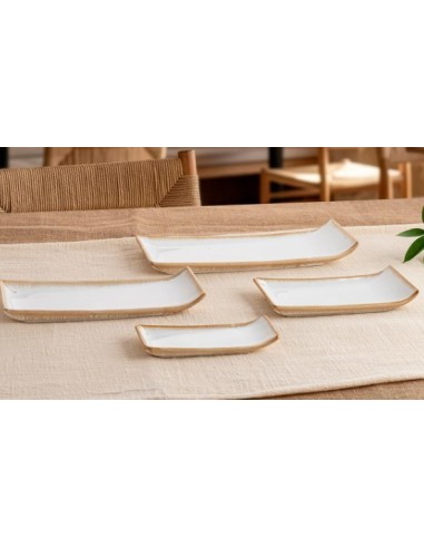 Plat de service rectangulaire en porcelaine MILKY 17,5x7x2,5 cm (6 ud)
