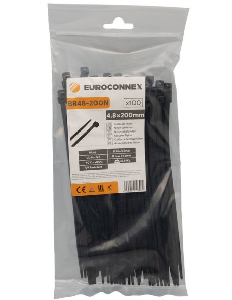 Black nylon cable tie 200x3.6mm 100 units BR36-200N