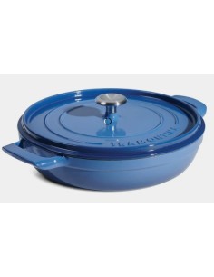 Cazuela baja con tapa de hierro fundido esmaltado azul