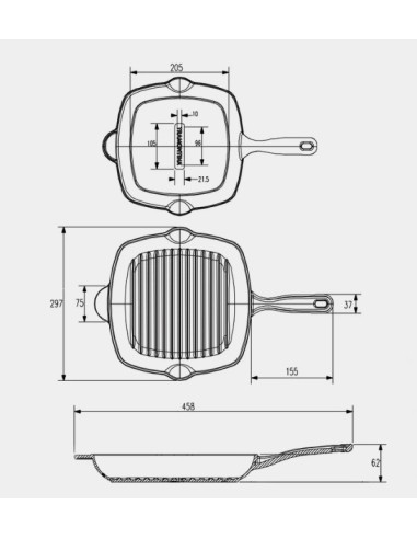 Pre-seasoned Cast Iron Grill Pan 27 cm