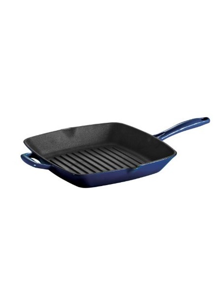 Poêle à griller Bestow en fonte émaillée bleue de 27 cm