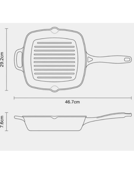 Poêle à griller Bestow en fonte émaillée bleue de 27 cm