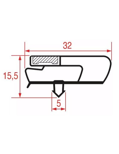 Joint de réfrigérateur 375x570mm profil 9797