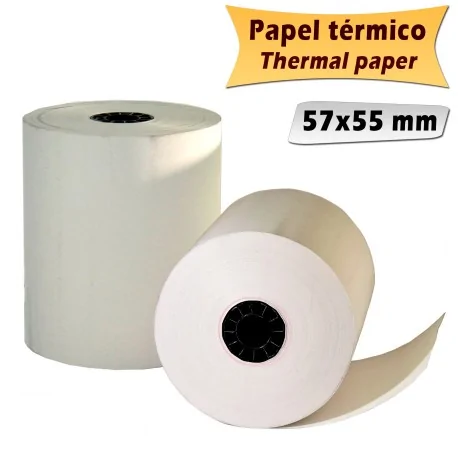 100 rollos de papel Térmico 57x55mm