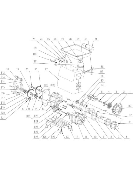 Motor picadora de carne MG32C Cr