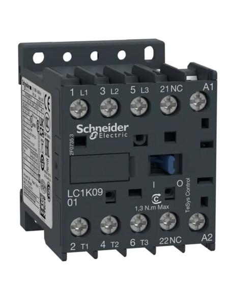 Contactor 230V AC3 9A main contacts 3NO auxiliary NO LC1K0910M7