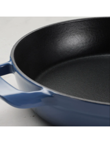 Cazuela baja con tapa de hierro fundido esmaltado azul