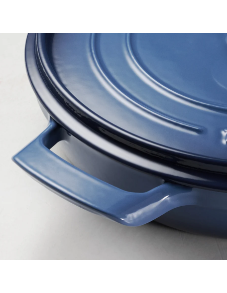 Cazuela baja con tapa de hierro fundido esmaltado azul