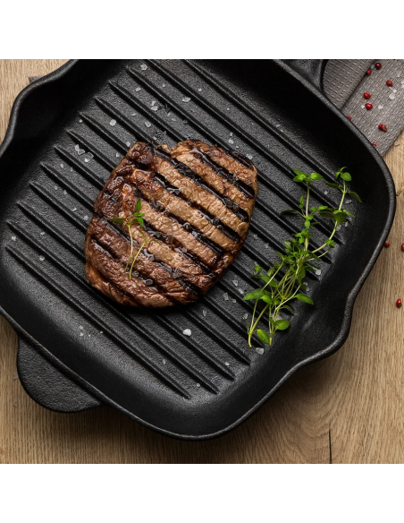 Sartén Parrilla de Hierro Fundido Precurada 27 cm