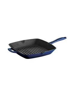 Poêle à griller Bestow en fonte émaillée bleue de 27 cm