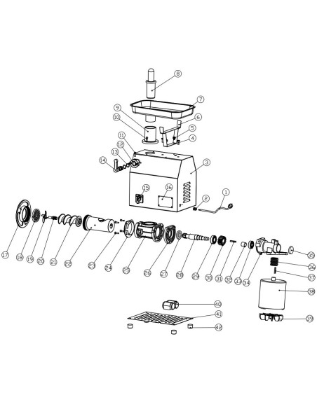 Vis sans fin d'axe moteur hachoir à viande TK-22 ST