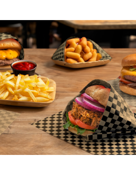 FAST FOOD PFAS FREE greaseproof paper 'BLACK FITIPALDI' 38 g/m2 28x34 cm (1000 units)