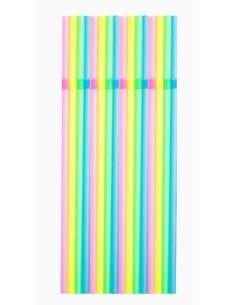 Cañas flexibles reutilizables neón 21 cm (150 ud)