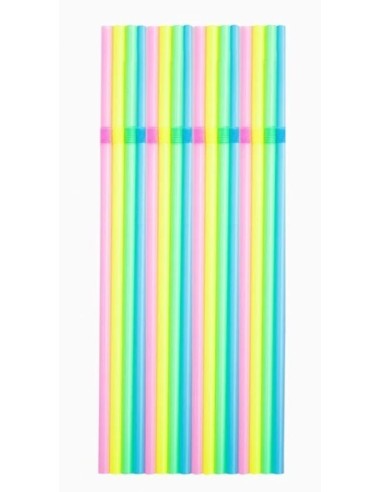 Cañas flexibles reutilizables neón 21 cm (150 ud)