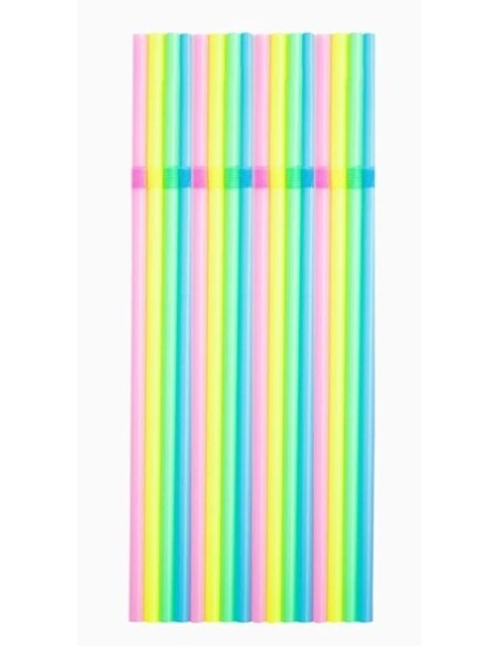 Cañas flexibles reutilizables neón 21 cm (150 ud)
