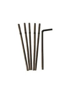 Cañas Flexibles Negras 6x23 cm (Pack de 100 unidades)
