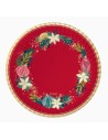 Round red dinner plate with gold decorations, Ø17cm, cardboard (6 units), FSC MIX 70%