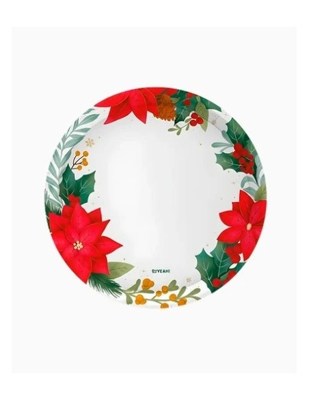 Assiette plate ronde « Étoile de Noël » Ø 17 cm en carton (6 unités) FSC MIX 70 %