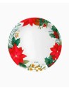 Round dinner plate, Poinsettia design, Ø17 cm, cardboard (6 units), FSC MIX 70%