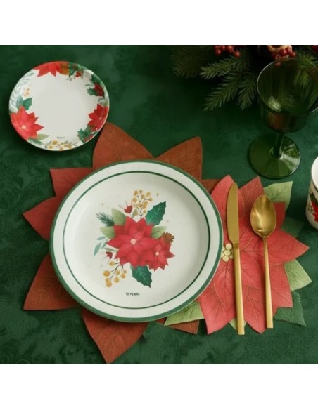 Assiette plate ronde « Étoile de Noël » Ø 17 cm en carton (6 unités) FSC MIX 70 %