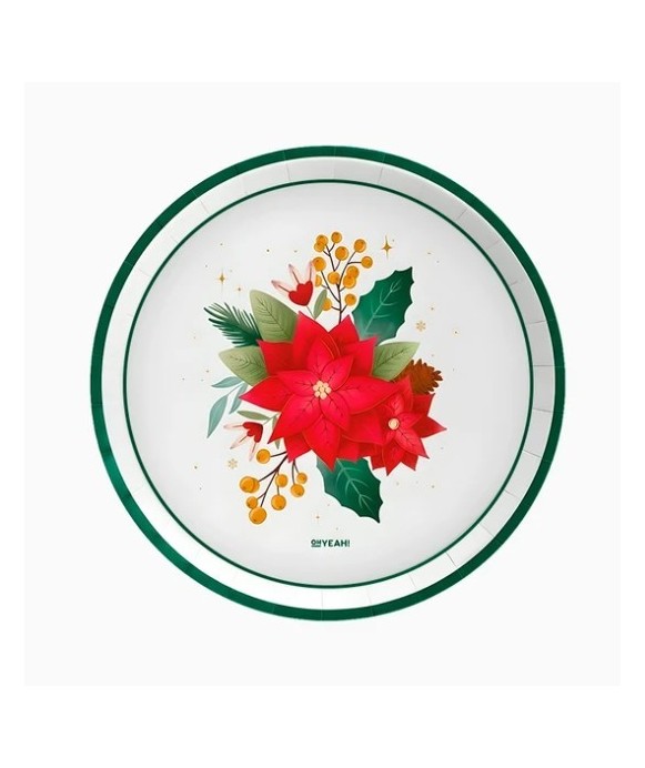 Assiette plate ronde « Étoile de Noël » Ø 23cm en carton (6 unités) FSC MIX 70 %