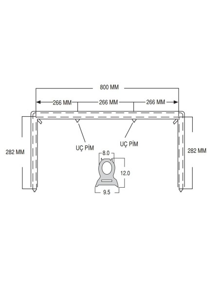 Junta puerta horno Serie 900 6 anclajes longitud 282x800x282mm