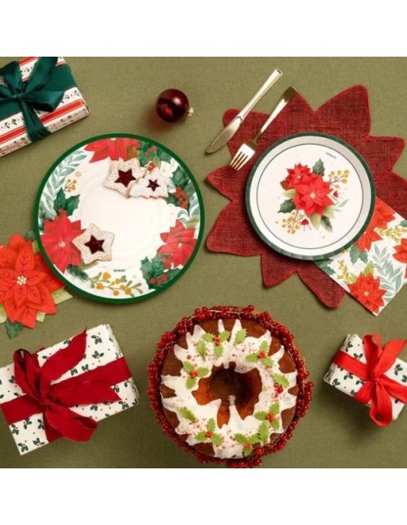 Cardboard tray, Poinsettia design, Ø30cm (2 units), FSC MIX 70%